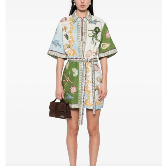Alemais Bathhouse Fern Green Mini Shirt Dress